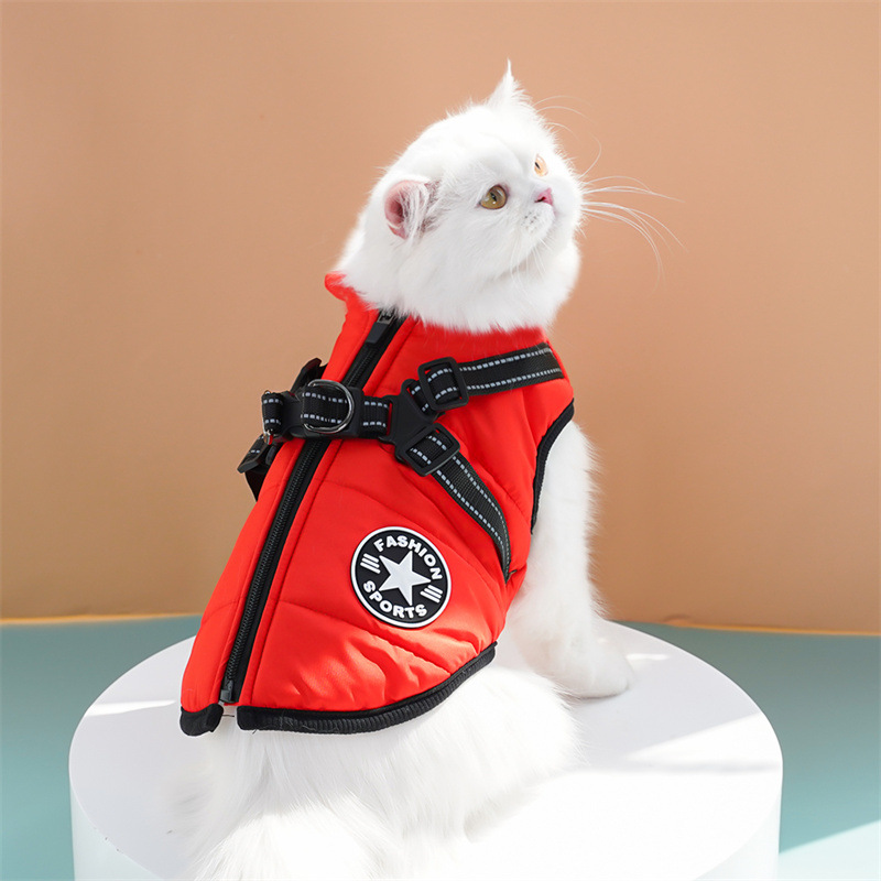 Waterproof Dog Winter Jacket with Harness and Fleece, Compatible with Orange S Size - Image 8