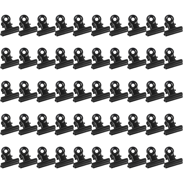 Bulldog Clip Hinged Metal Clips 22mm Strong Spring Black Clips for Files Bags Photos 50 Pieces - Image 1