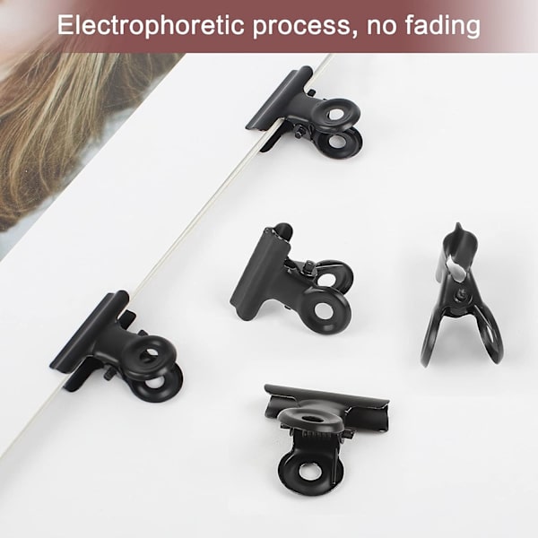 Bulldog Clip Hinged Metal Clips 22mm Strong Spring Black Clips for Files Bags Photos 50 Pieces - Image 5