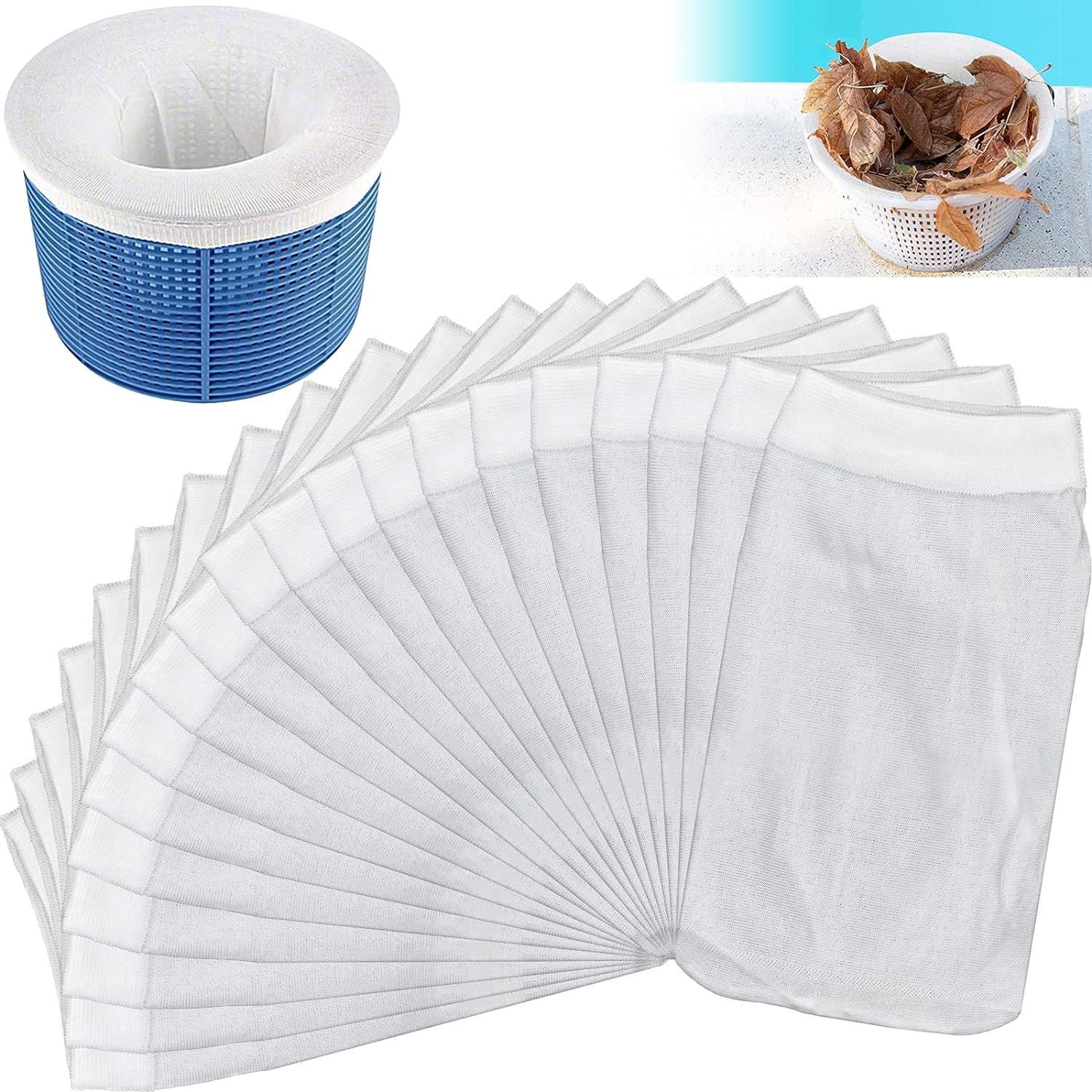 Pool Filter Socks 20pcs for Above Ground Pool Skimmer Compatible with Pool Pump - Image 1