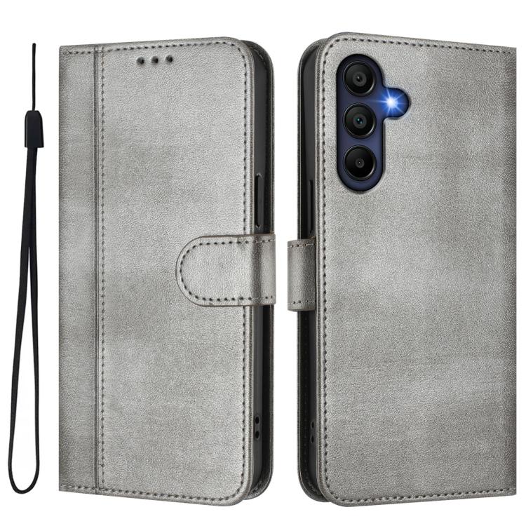 Compatible with Samsung Galaxy A17 5G Case in Grey Retro Leather with Stitching - Image 2