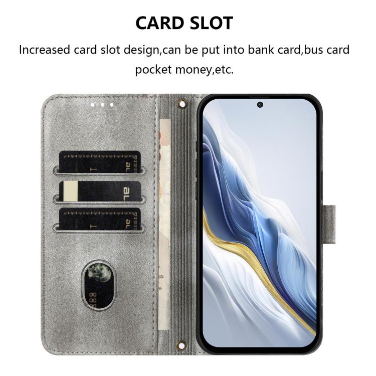 Compatible with Samsung Galaxy A17 5G Case in Grey Retro Leather with Stitching - Image 3