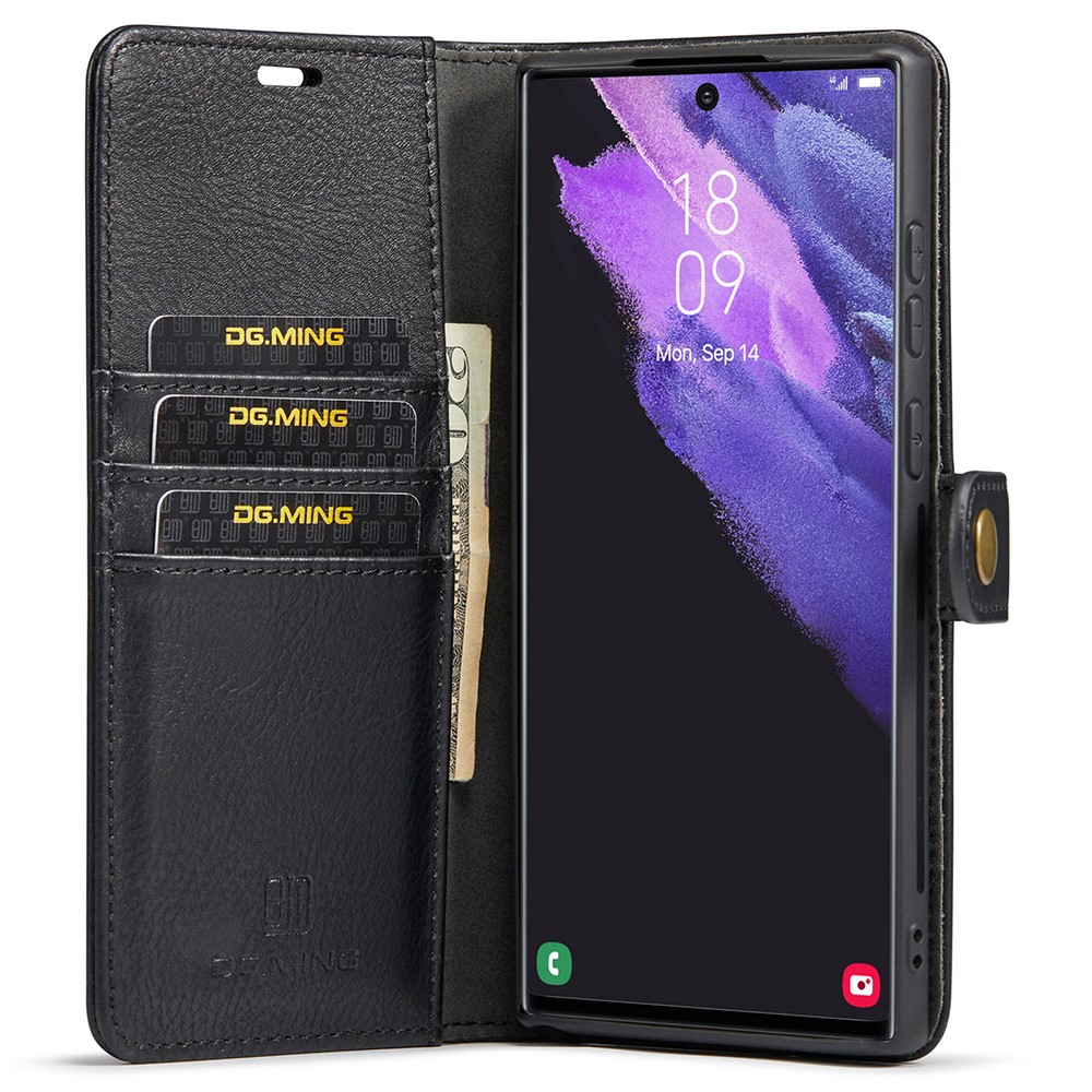 DG.MING Magnetic Wallet Case Compatible withSamsung Galaxy S22 Ultra Black 2-in-1 - Image 5