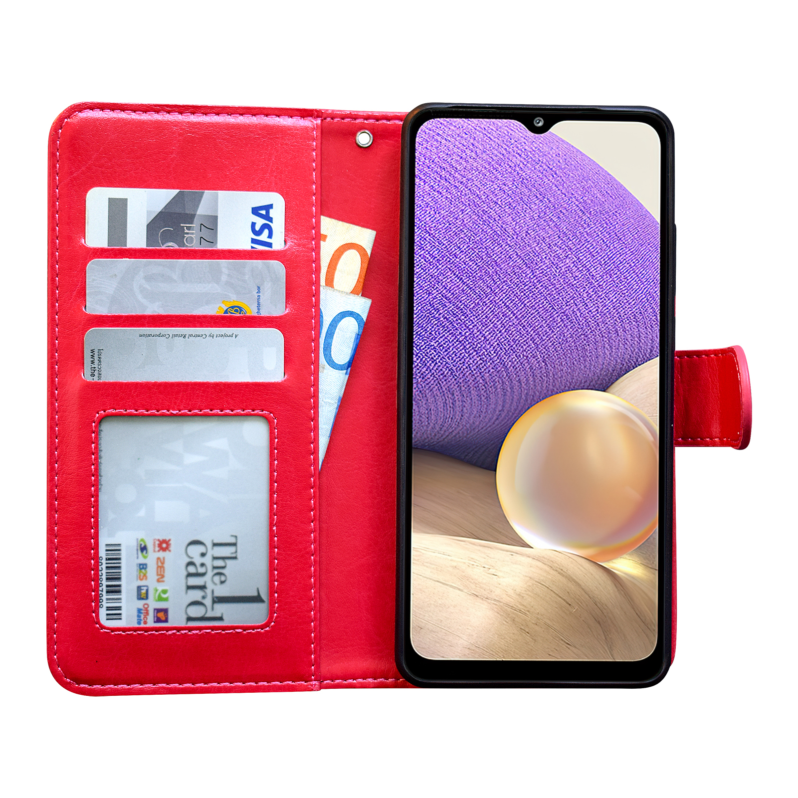 Compatible with Samsung Galaxy A32 5G Leather Case Black Protection Cover - Image 7