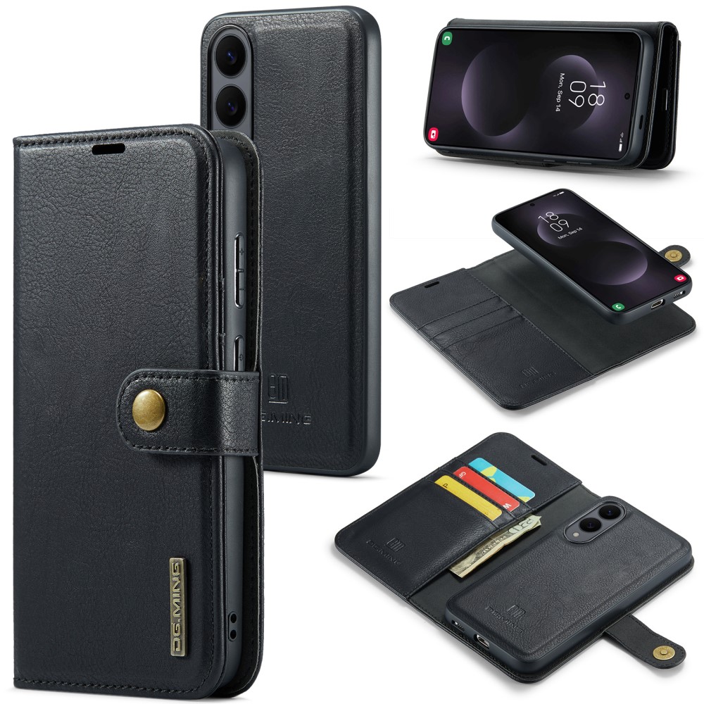 Magnetic Wallet for Compatible with Samsung Galaxy S25 Edge Black Case 2-in-1 with Card Holder - Image 1