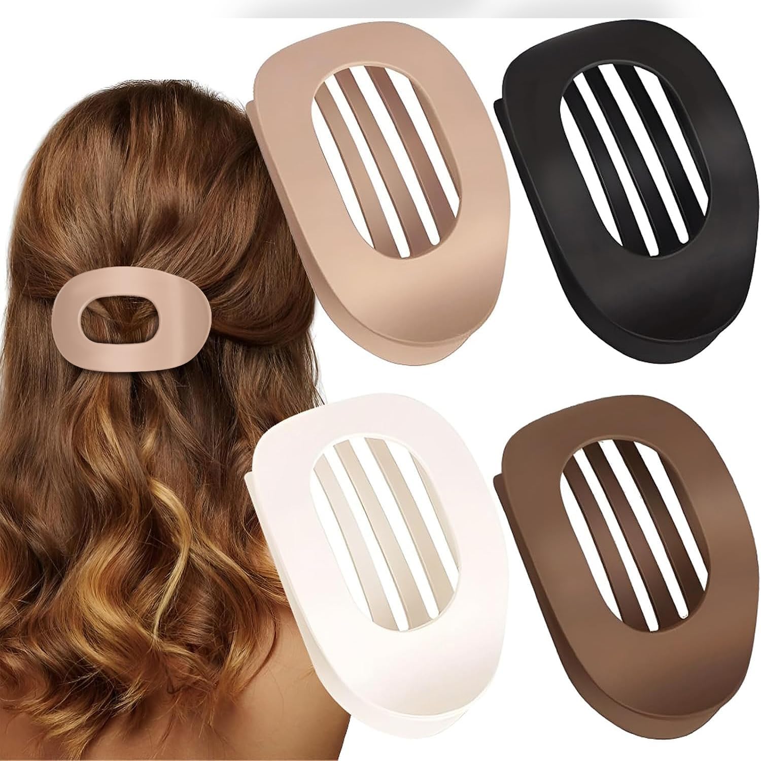 Hair Clips for Women 4 Pcs Matte Strong Hair Clips for Thin and Thick Hair Curved Design Hair Accessories - Image 1
