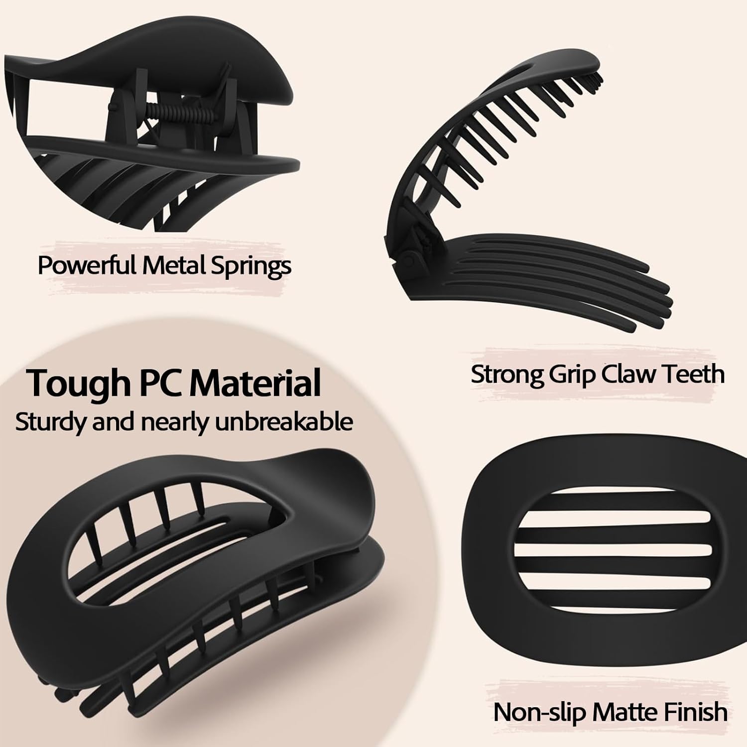 Hair Clips for Women 4 Pcs Matte Strong Hair Clips for Thin and Thick Hair Curved Design Hair Accessories - Image 3