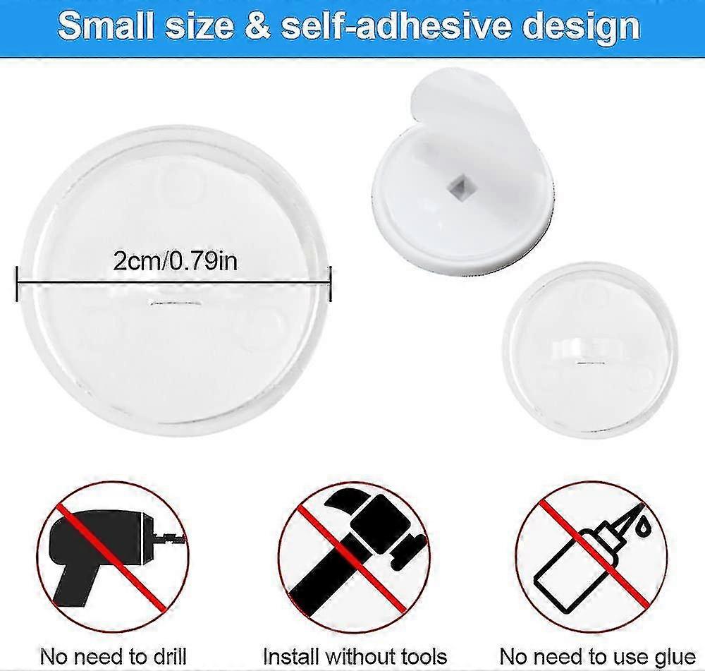 Shibaod_max 50 pcs 20mm Self-Adhesive Ceiling Hooks, Wall Hooks for Suspension, No Drilling Needed, White Plastic Hooks - Image 2
