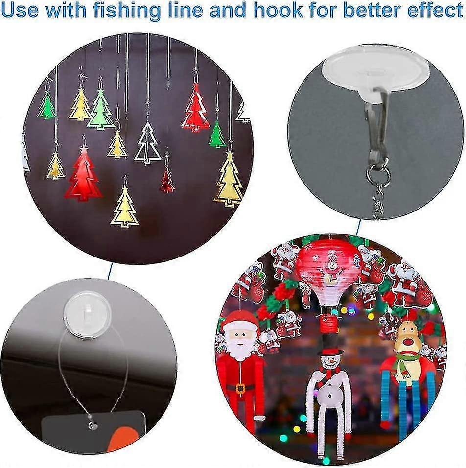 Shibaod_max 50 pcs 20mm Self-Adhesive Ceiling Hooks, Wall Hooks for Suspension, No Drilling Needed, White Plastic Hooks - Image 4