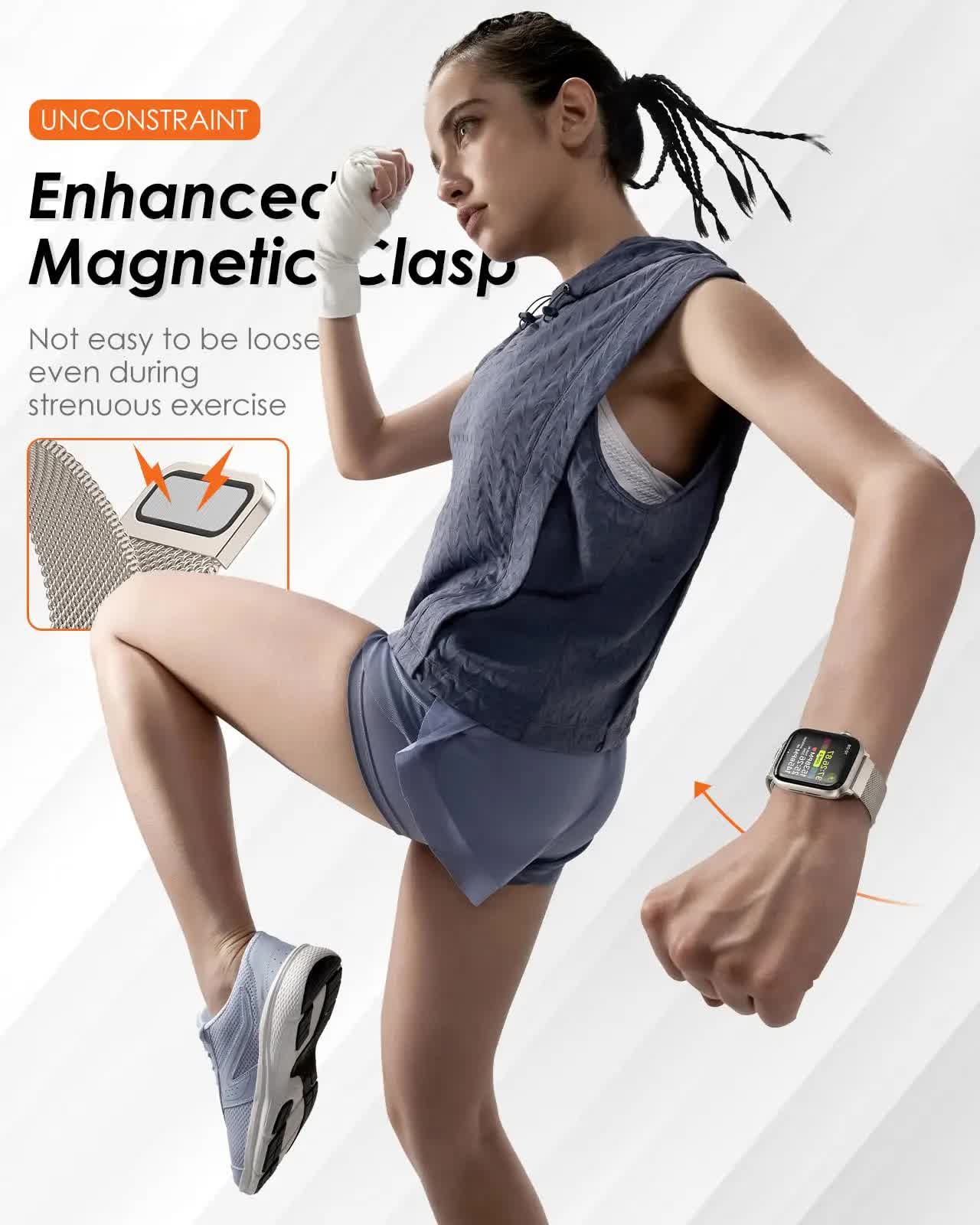 Compatible with Apple Watch Band Milanese Loop Series 9 8 7 6 SE 5 3 Ultra 2 Sizes 38mm 40mm 41mm 42mm 44mm 45mm 49mm Black - Image 5