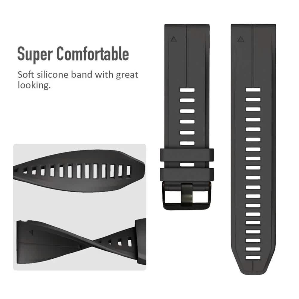 Silicone Strap for Garmin Fenix 7X 7 Pro Solar 6X 6 Sapphire 5 5X Plus 3 3HR Epix Compatible with Garmin QuickFit 22mm 26mm Army Green Watch Band - Image 3