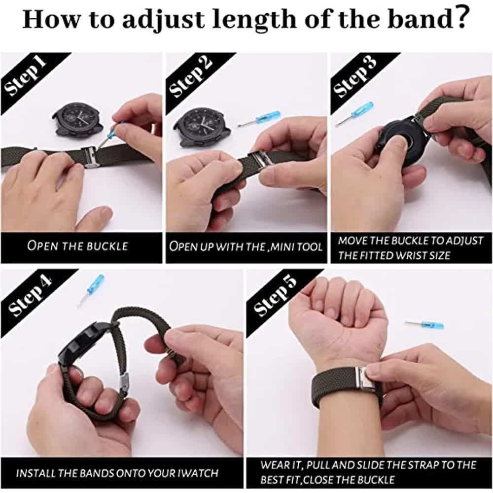 Compatible withSamsung Galaxy Watch 4 5 6 Pro Classic 20mm Strap Black Nylon Band 40mm 43mm 44mm 45mm 47mm - Image 6