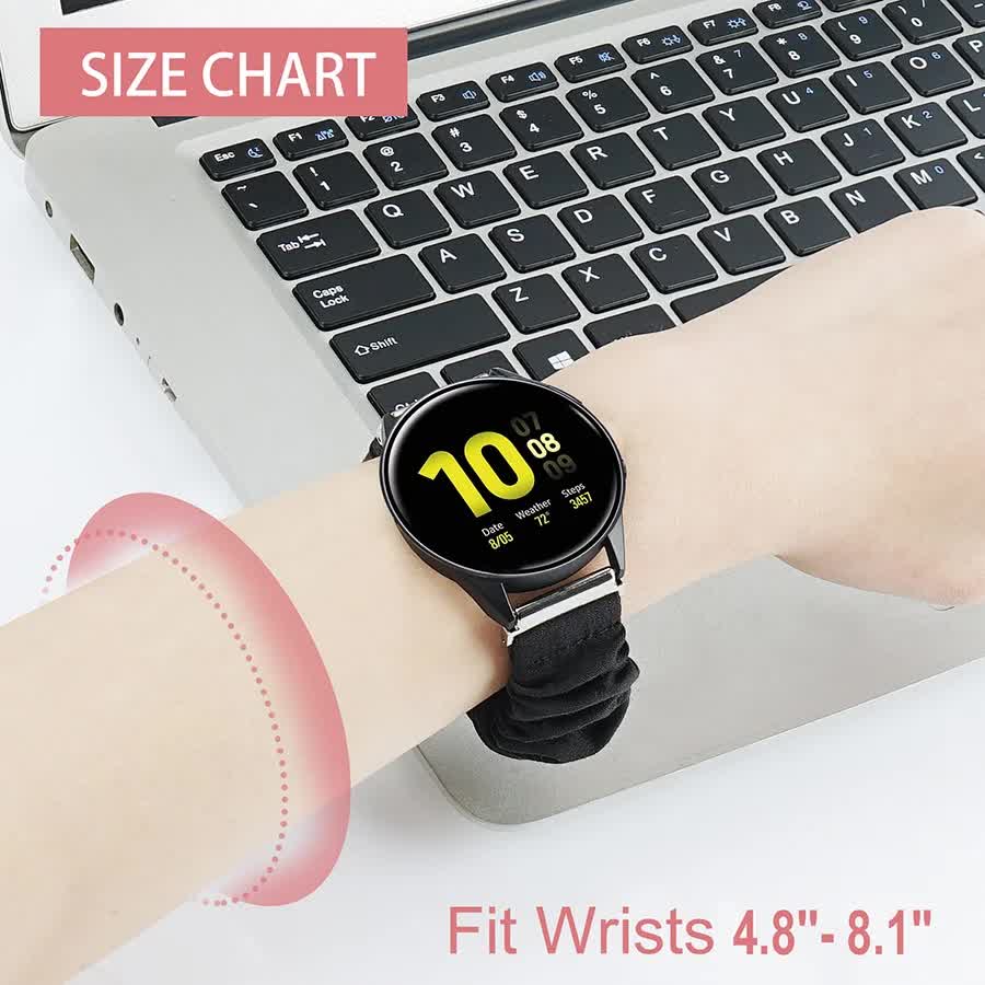 Compatible with Samsung Galaxy Watch Band 40mm 44mm 42mm Classic Scrunchies Bracelet Black Galaxy Watch 4 6 - Image 6