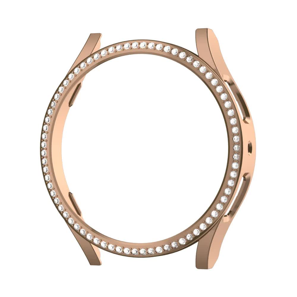 Diamond-Coated Rose Gold Case with PC Single Row Protection Compatible withSamsung Galaxy Watch 6 5 4 40mm - Image 1