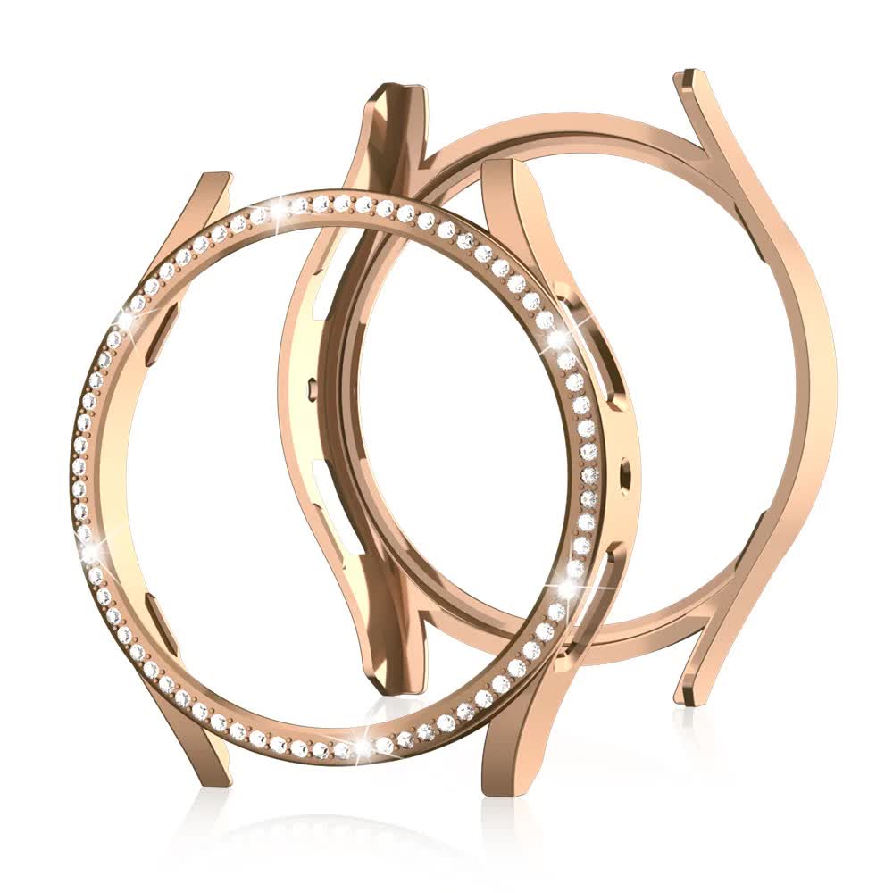 Diamond-Coated Rose Gold Case with PC Single Row Protection Compatible withSamsung Galaxy Watch 6 5 4 40mm - Image 5