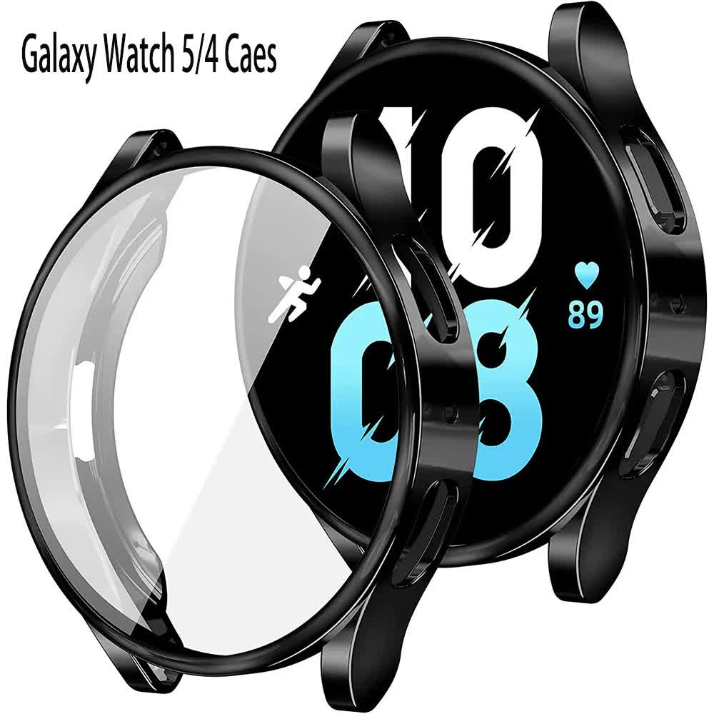 Compatible with Samsung Galaxy Watch 4 5 6 Screen Protector Case 40mm 44mm with Silicone TPU Bumper Black Galaxy Watch6 44mm - Image 2