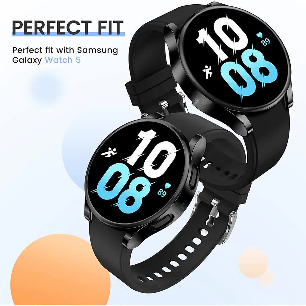 Compatible with Samsung Galaxy Watch 4 5 6 Screen Protector Case 40mm 44mm with Silicone TPU Bumper Black Galaxy Watch6 44mm - Image 5