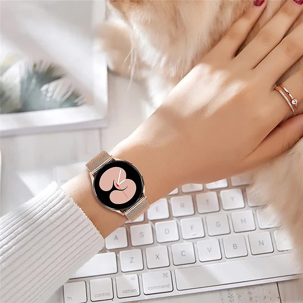 Mesh Loop Stainless Steel Strap Bling Case Gold Set Compatible withSamsung Galaxy Watch 4 5 6 40mm 44mm - Image 6