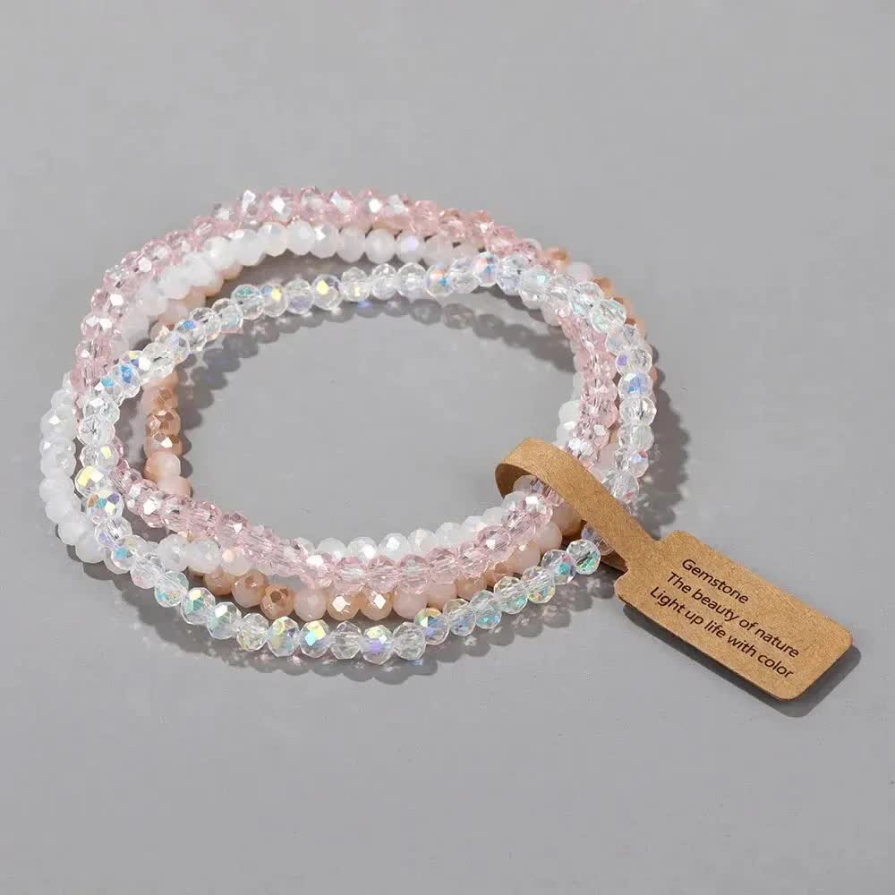 4 Pieces Set Faceted Glass Beads Stretch Bracelet Impacted Glass Beads Multicolor Elastic Beads Handmade E Bracelet Jewelry ASL70055A - Image 2