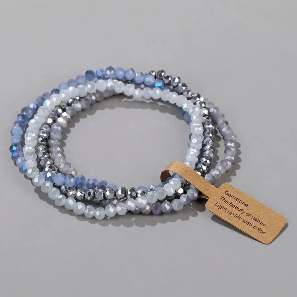 4 Pieces Set Faceted Glass Beads Stretch Bracelet Impacted Glass Beads Multicolor Elastic Beads Handmade E Bracelet Jewelry ASL70055A - Image 4