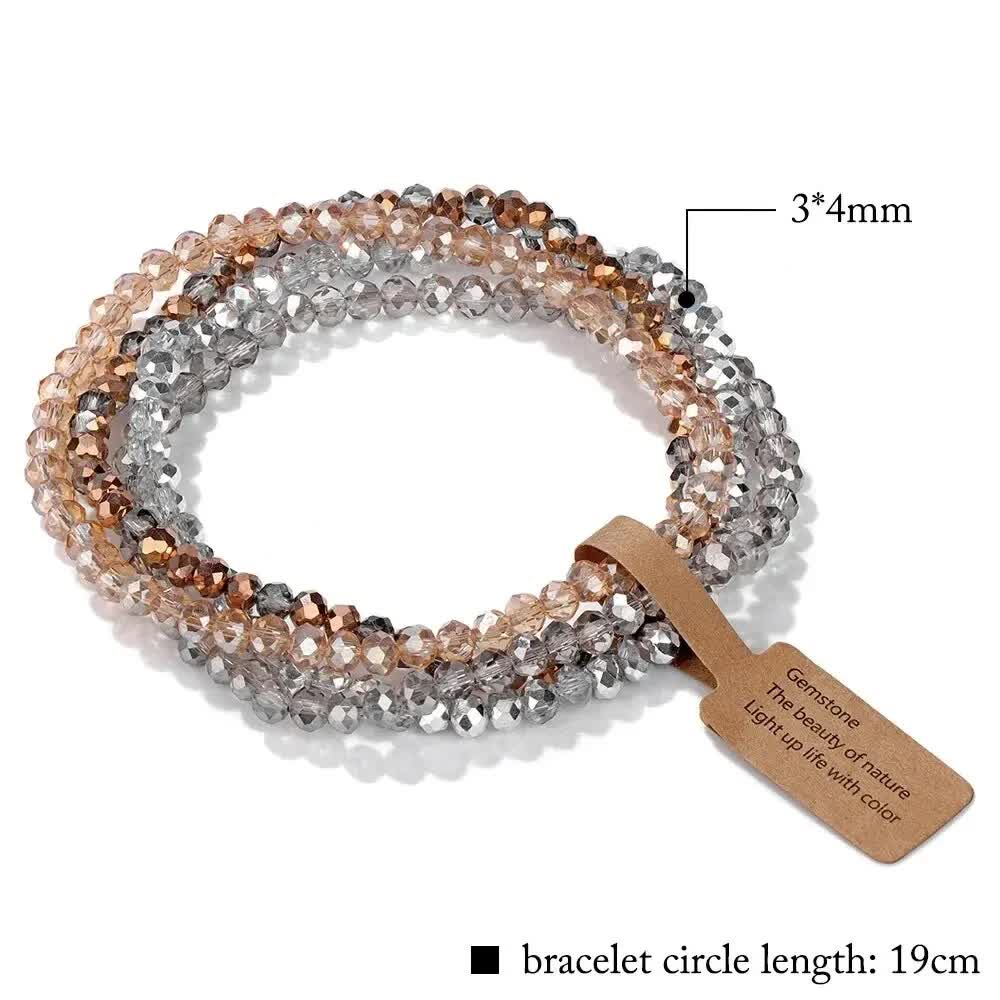 4 Pieces Set Faceted Glass Beads Stretch Bracelet Impacted Glass Beads Multicolor Elastic Beads Handmade E Bracelet Jewelry ASL70055A - Image 5