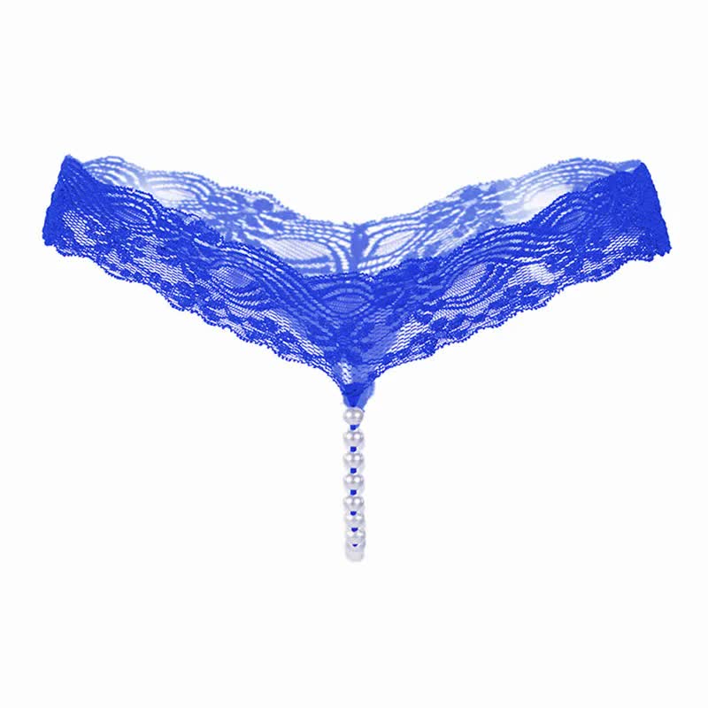 Sexy Lace Underwear Women Back Bow Panties Women G-String T-Back Thong Transparent Lingerie Cute With Beads KL107Pink One Size - Image 4