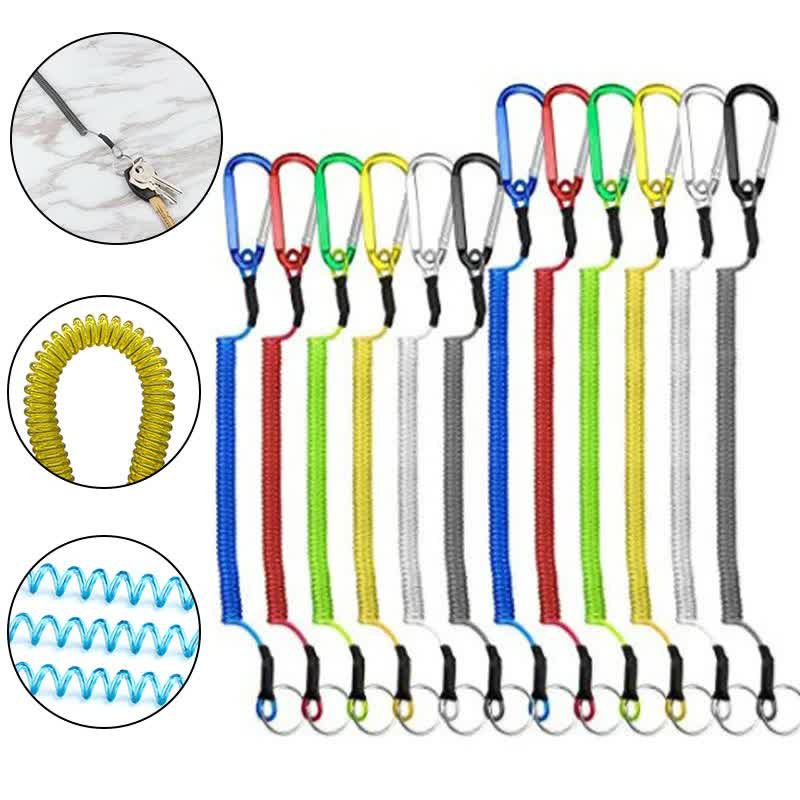 Anti-Lost Phone Spring Key Cord Compatible with Outdoor Spiral Stretch Keychain Elastic Spring Rope Metal Carabiner Lock Hook 5 1.2m - Image 6
