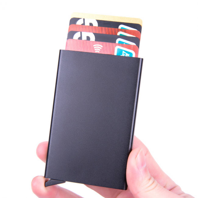 1 pc aluminum smart card holder (RFID protected) pop-up - black - Image 3