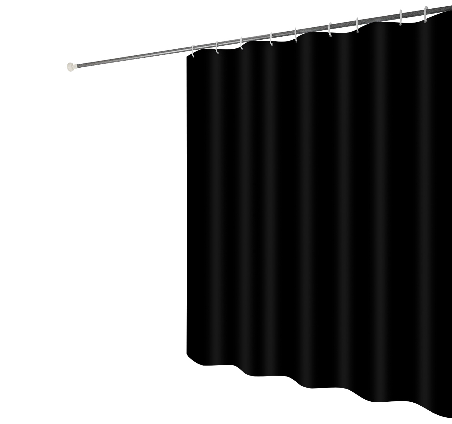 Black Waterproof Mildew Resistant Solid Color Shower Curtain - Image 2