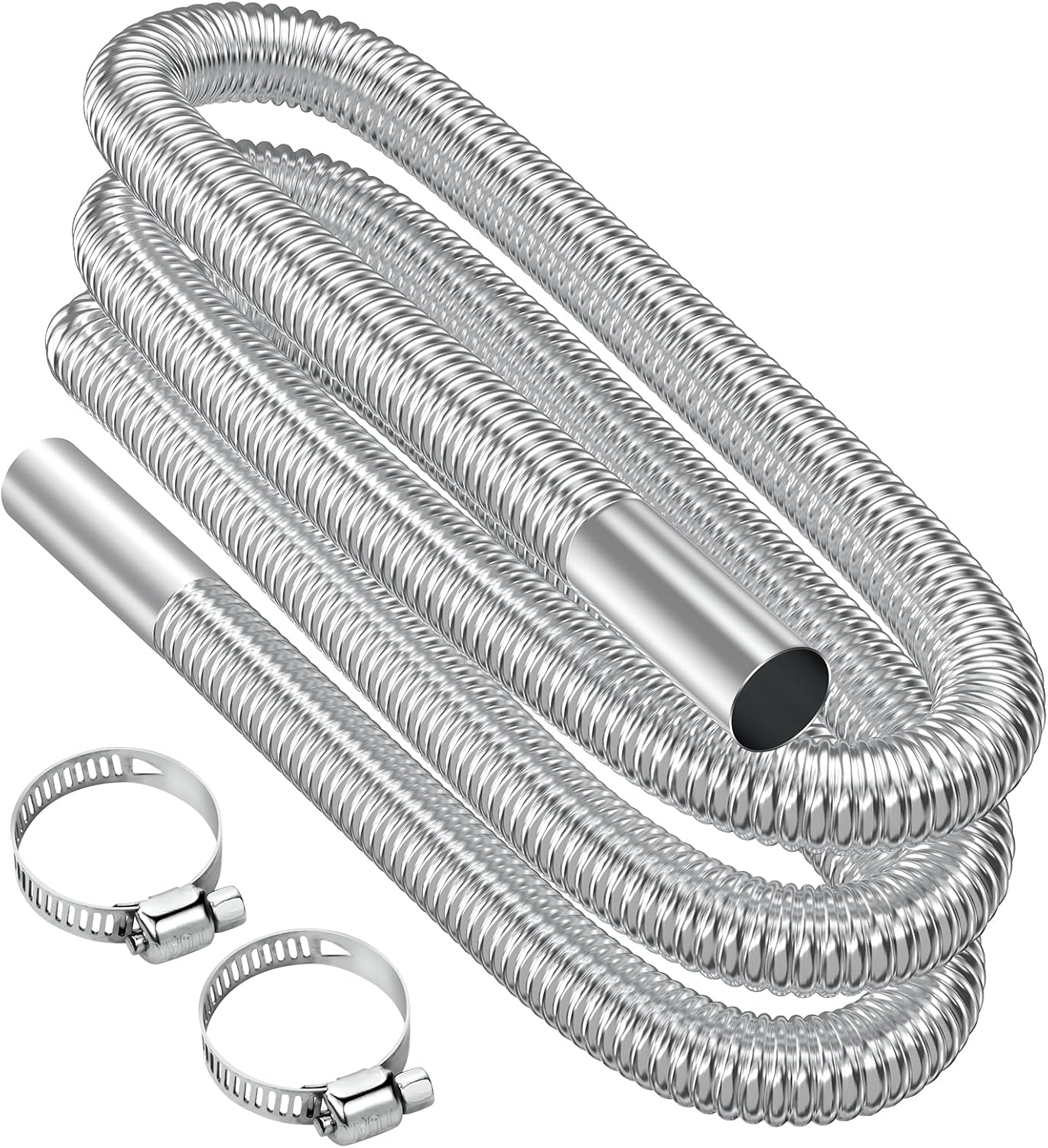 Stainless Steel Air Heater Hose 300cm Ø 2.5cm Exhaust Pipe with 2 Clamps for Parking Heater - Image 1