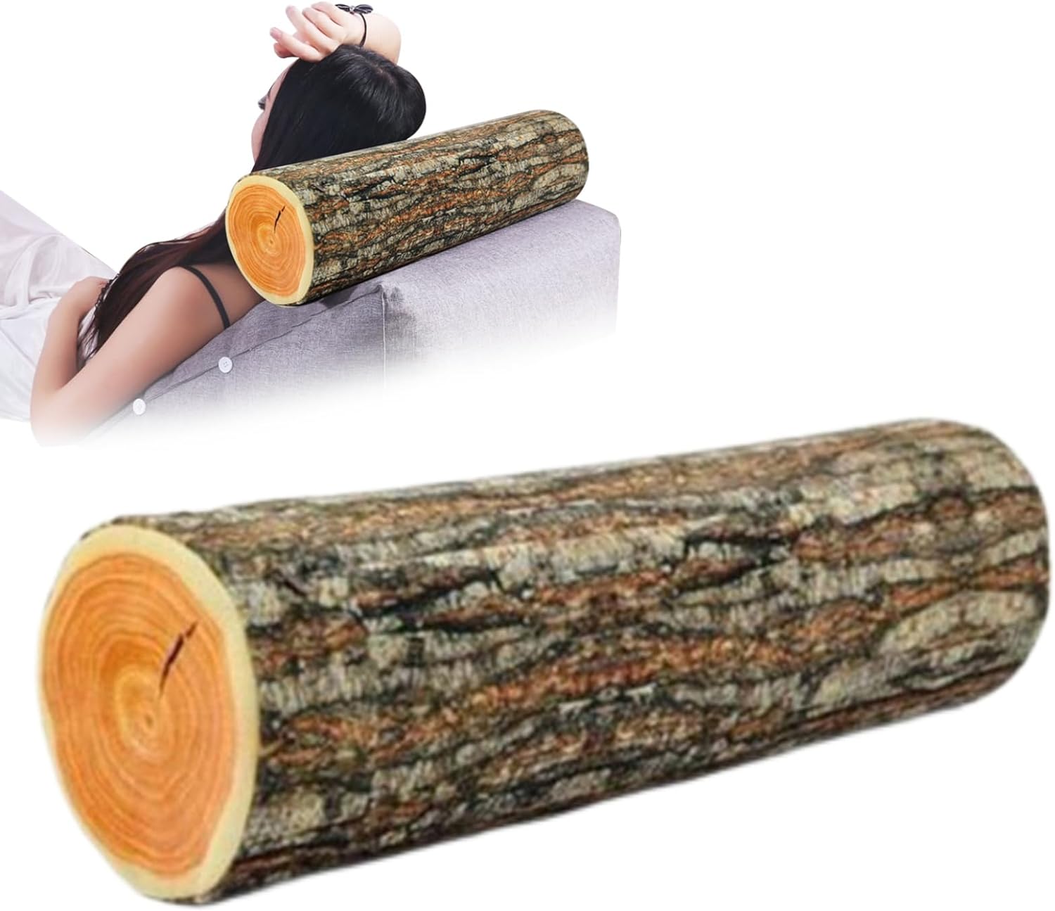 Log Cushion Round Stump Shaped Wood Grain Design Decorative Pillow Cover for Home Decor - Image 1