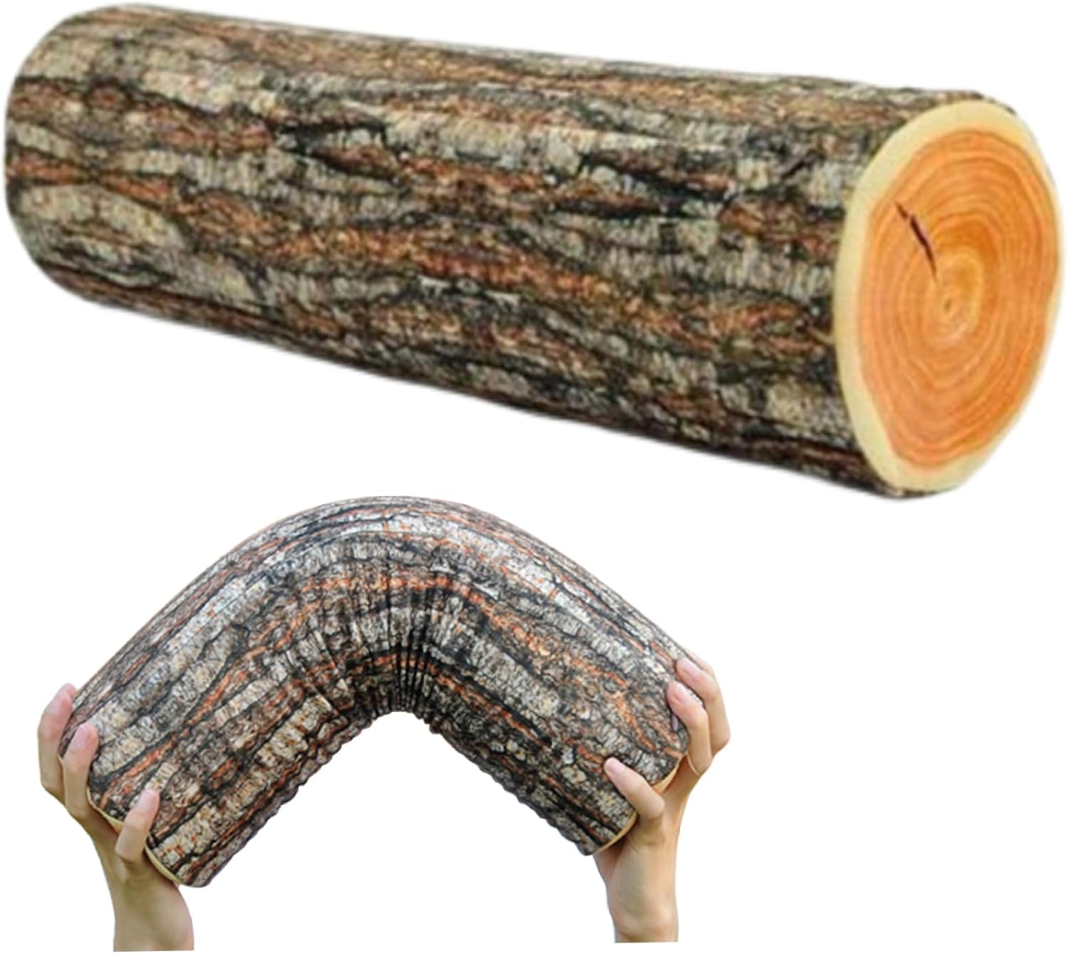 Log Cushion Round Stump Shaped Wood Grain Design Decorative Pillow Cover for Home Decor - Image 4