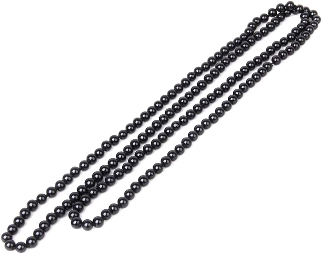 Black Pearl Necklace Extra Long Faux Pearl Chain Multi-Layer Sweater Necklace for Women - Image 1