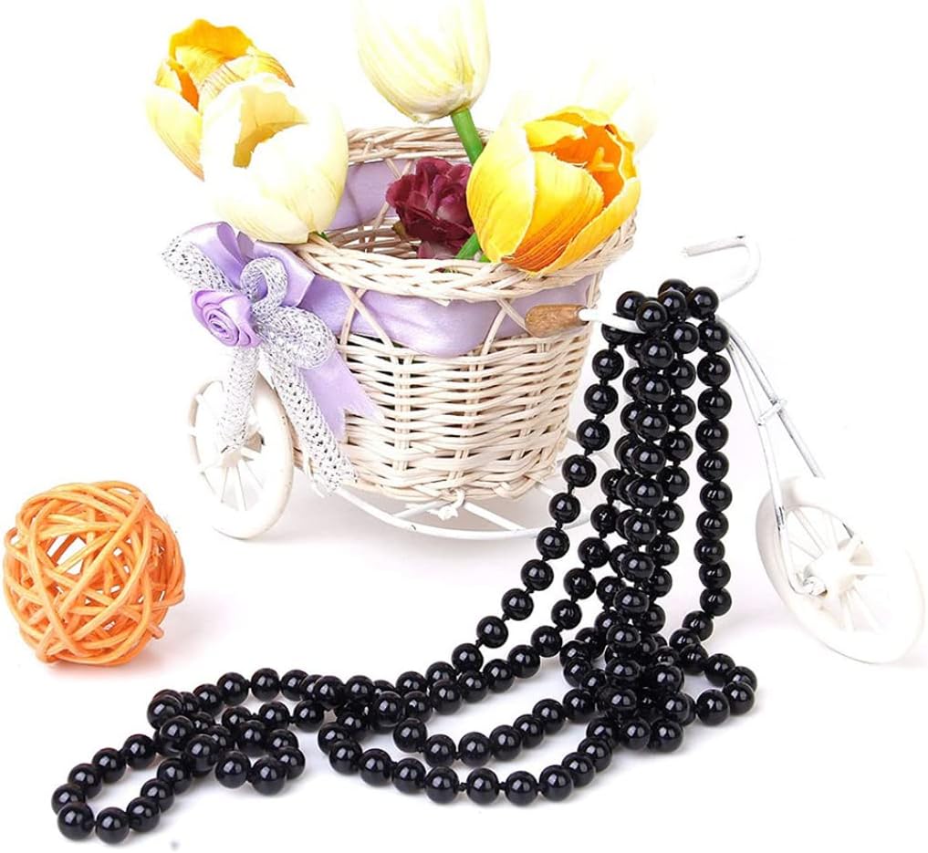 Black Pearl Necklace Extra Long Faux Pearl Chain Multi-Layer Sweater Necklace for Women - Image 2