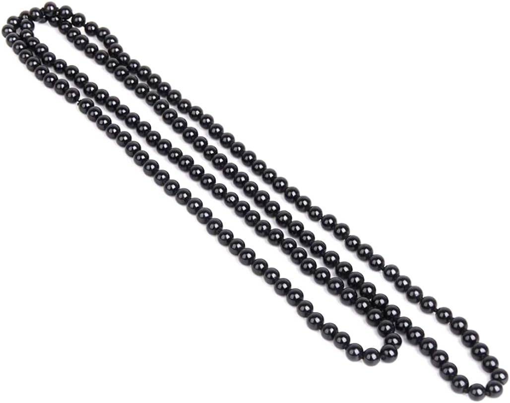 Black Pearl Necklace Extra Long Faux Pearl Chain Multi-Layer Sweater Necklace for Women - Image 3