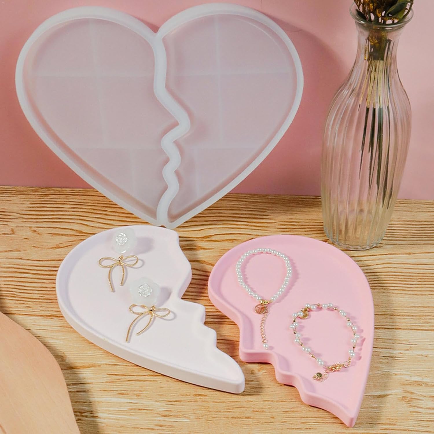 Heart Jewelry Tray Silicone Mold, Epoxy Resin Casting Mold for Jewelry Storage - Image 3