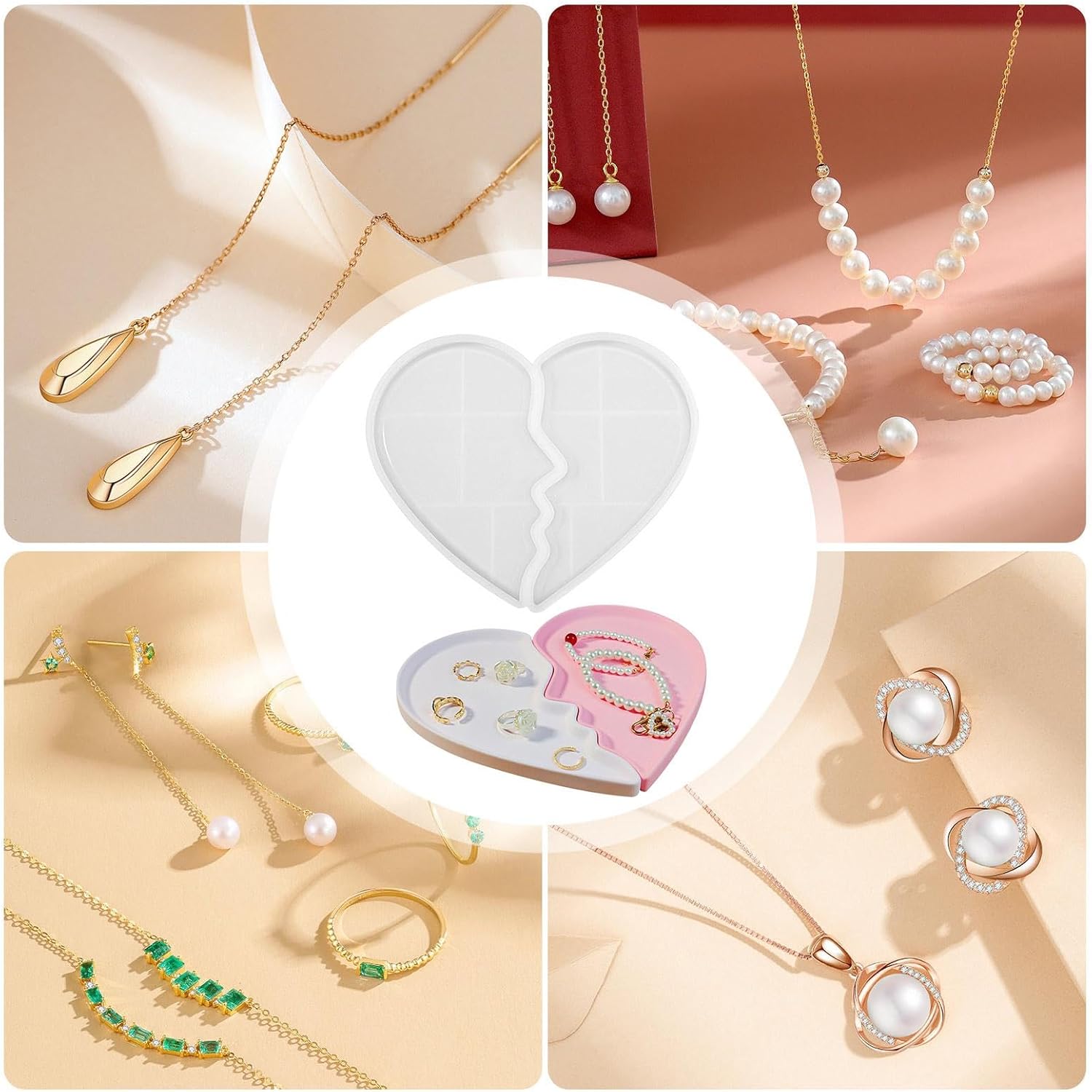Heart Jewelry Tray Silicone Mold, Epoxy Resin Casting Mold for Jewelry Storage - Image 4