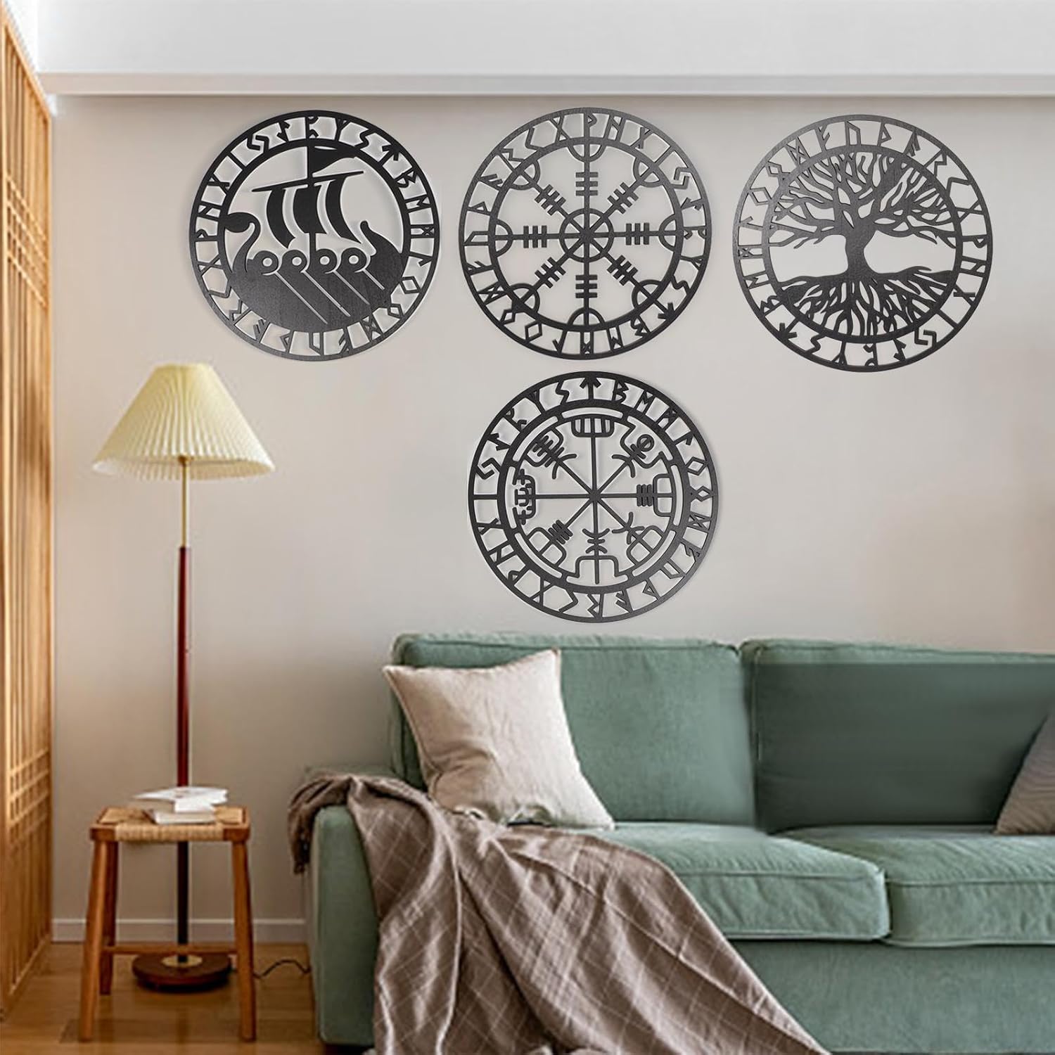 Metallic Viking Wall Art Nordic Compass Decor for Bedroom Living Room - Image 4