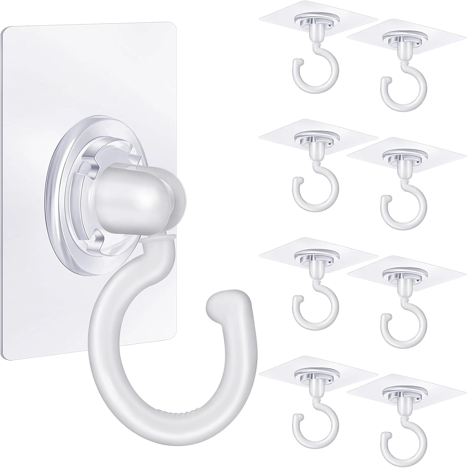 9 pcs self-adhesive ceiling hooks white under cabinet hooks plastic heavy duty self-adhesive hooks tool hooks for ceiling hanging - Image 1