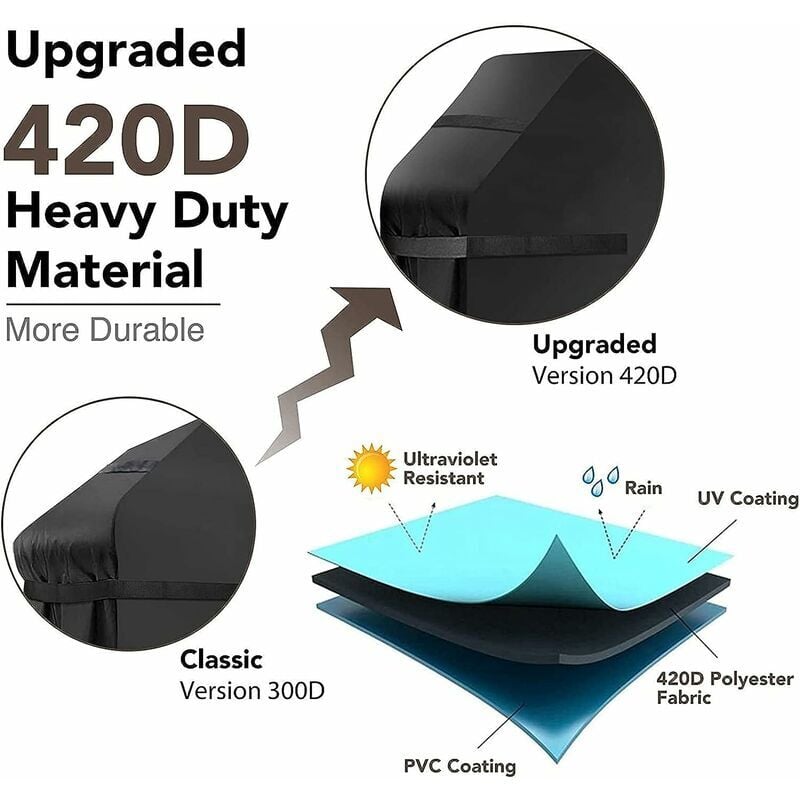 Heavy-Duty Waterproof Grill Cover with Straps and Storage Bag 145x61x117cm - Image 2