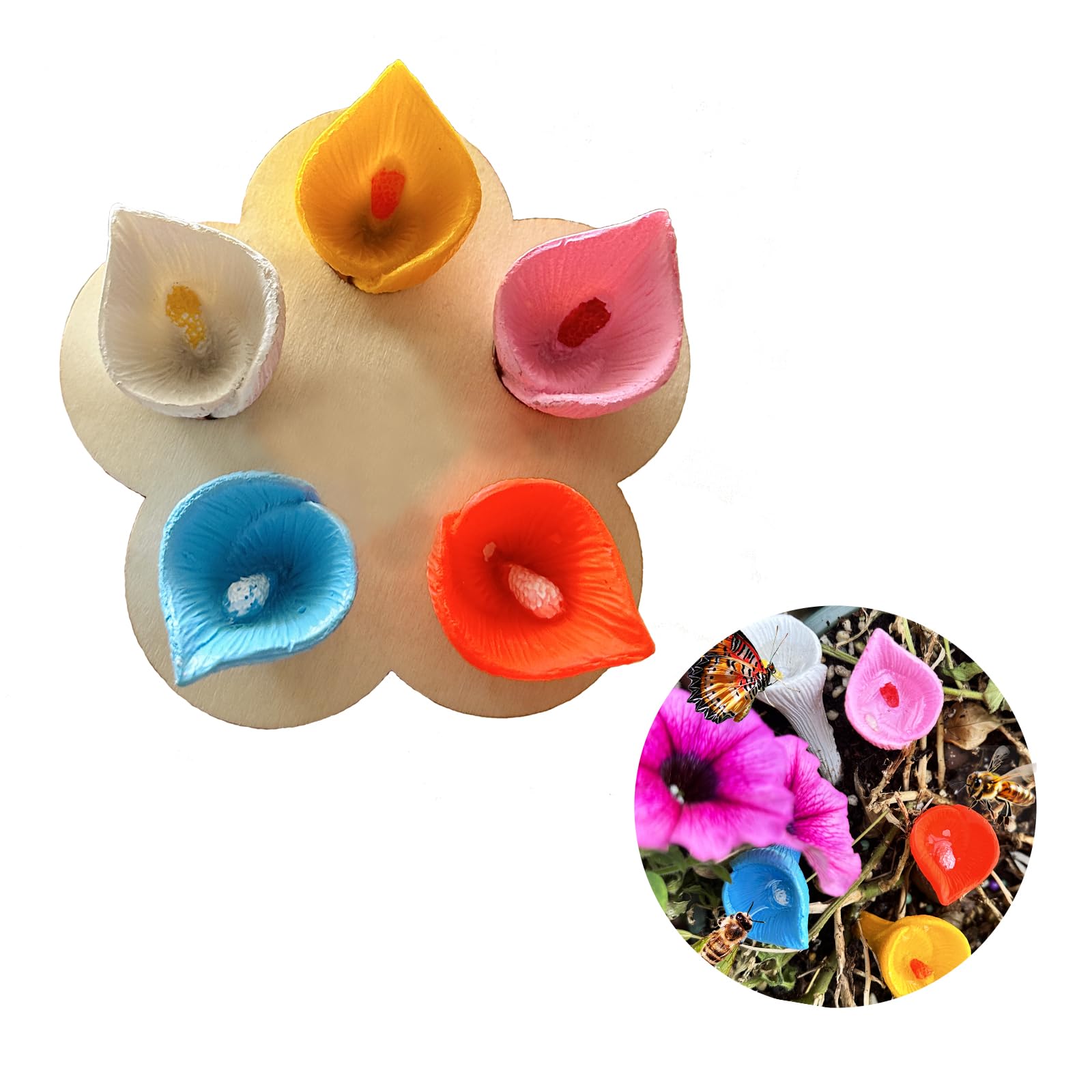 Bee Drinking Station 5-Pack Blue Outdoor Garden Cup Compatible with Bees and Butterflies Waterer - Image 1