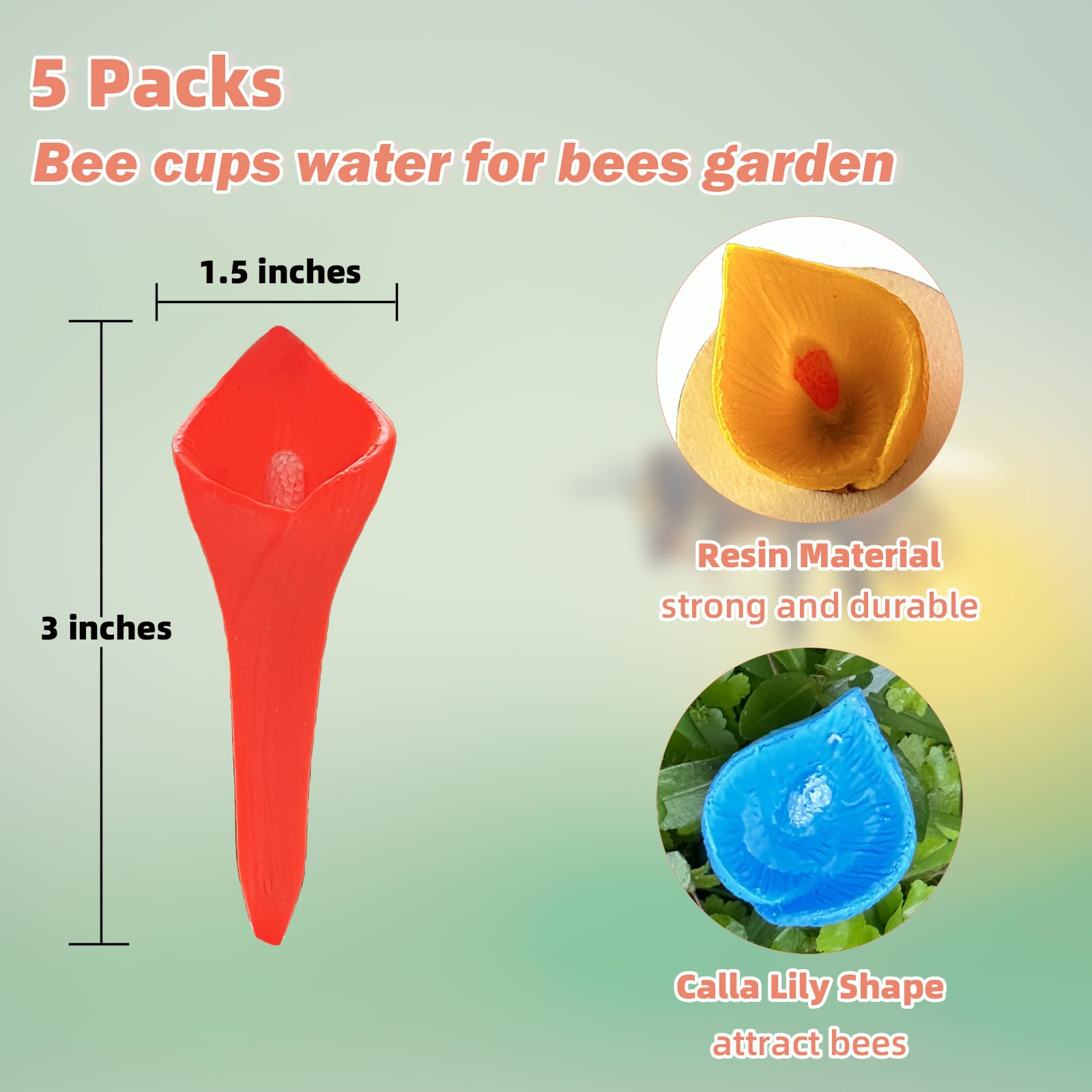 Bee Drinking Station 5-Pack Blue Outdoor Garden Cup Compatible with Bees and Butterflies Waterer - Image 3