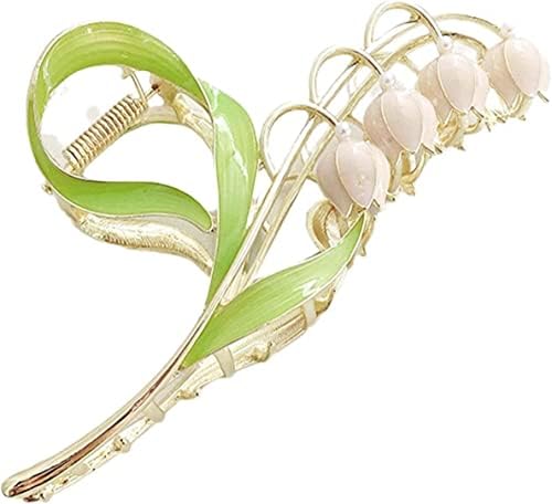 Pink Lily of the Valley Flower Hair Clips, Large Metal Clip, Orchid Clips, Lily of the Valley Jaw Clip Styling Accessories for T - Image 1