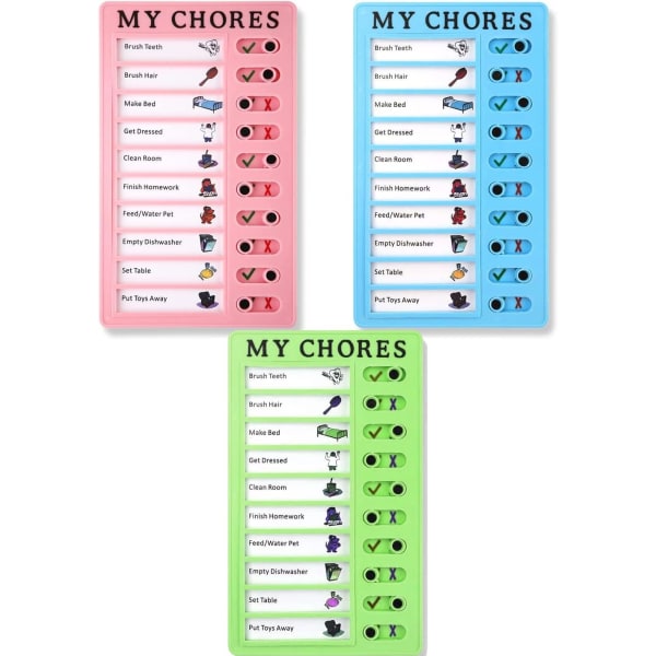 3 pcs checklist board - daily schedule to do list board memo - plastic chores chart with slider portable to do list for - Image 3