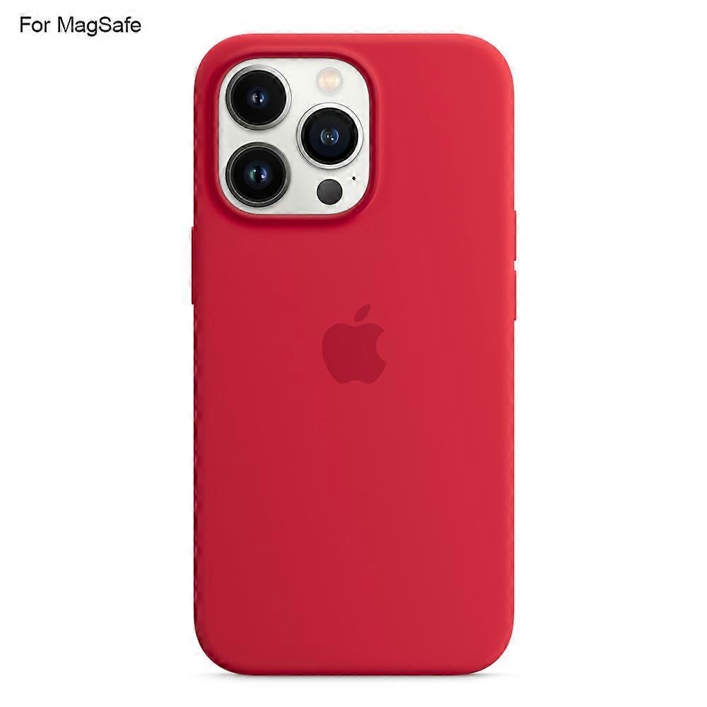 iPhone 14 Pro MagSafe Compatible Liquid Silicone Phone Case with Popover Grip, Perfect Red, MGF Red - Image 1