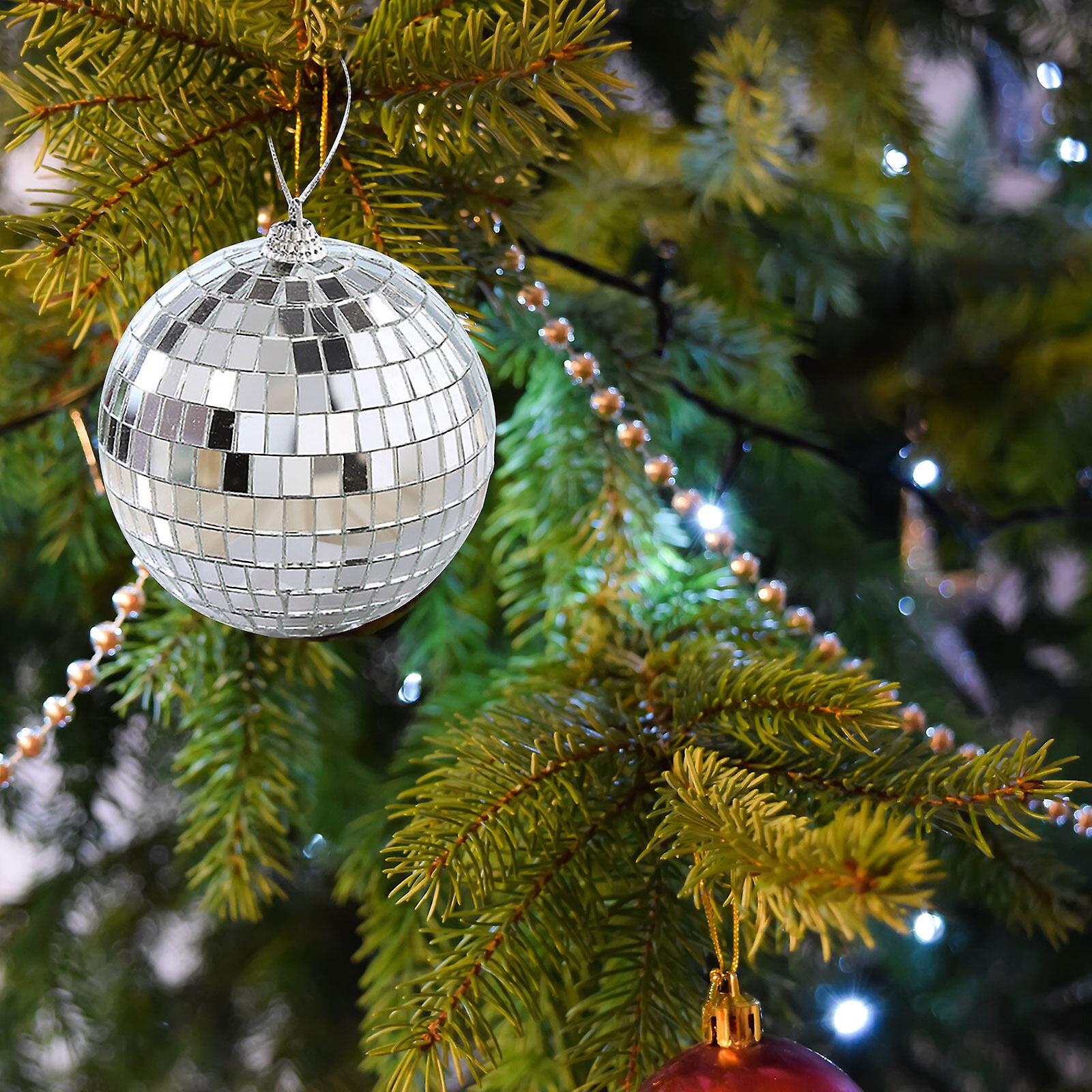 Silver Disco Ball Party Decorations 6/12 pcs Mini Plastic Ornaments with Silver_MGF 6CM - Image 3