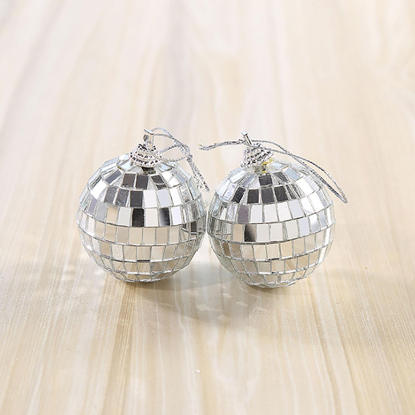 Silver Disco Ball Party Decorations 6/12 pcs Mini Plastic Ornaments with Silver_MGF 6CM - Image 5