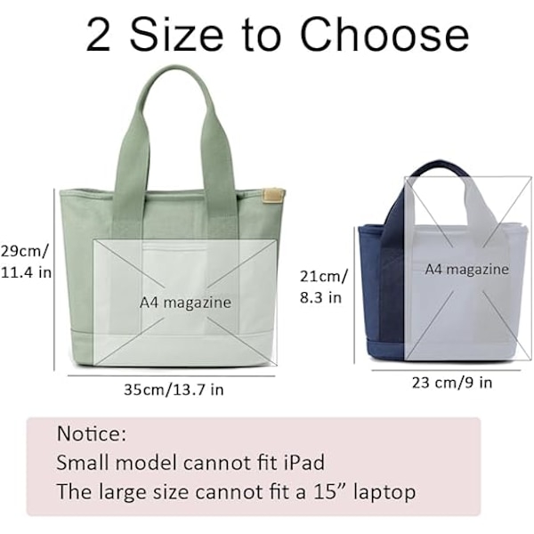 Handmade Canvas Shoulder Bag for Women Black Medium with Compartments Zipper College School Work Travel - Image 2