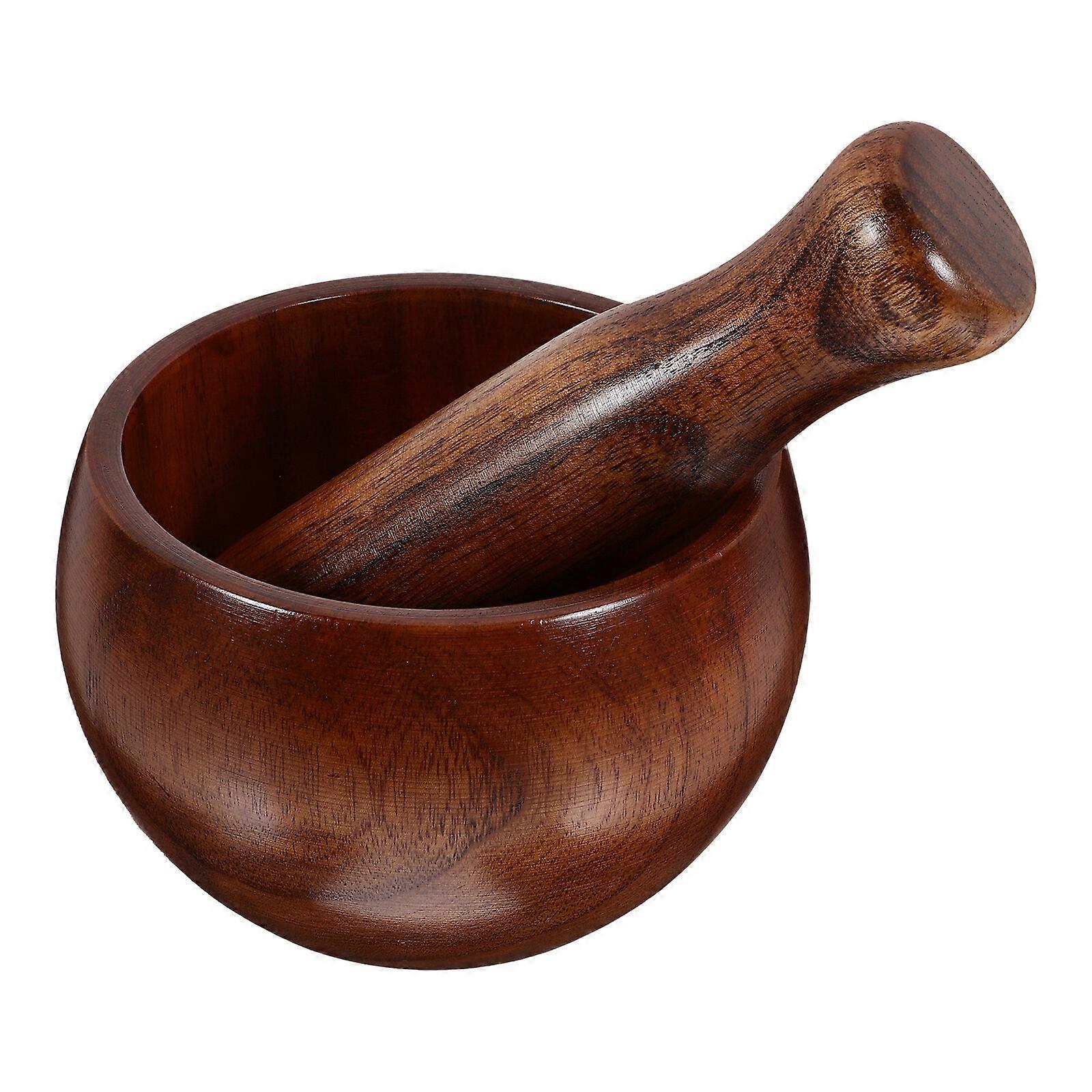 Wooden Mortar Pestle Set, Kitchen Grinding Bowl for Guacamole, MGF, 1 Set - Image 1