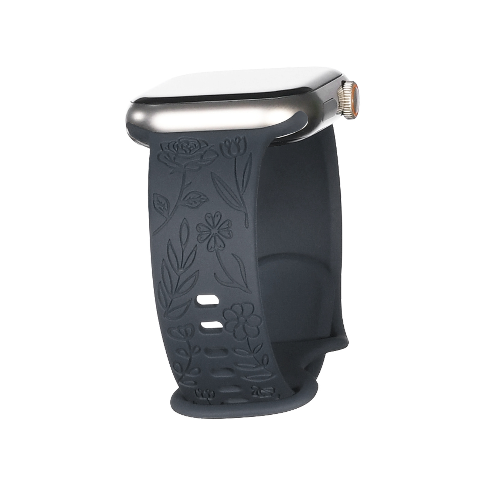 Compatible with Apple Watch 41mm Silicone Watch Strap Small Rose Embossed iWatch S9 876SE Rose Blue Grey 38/40/41mm - Image 1